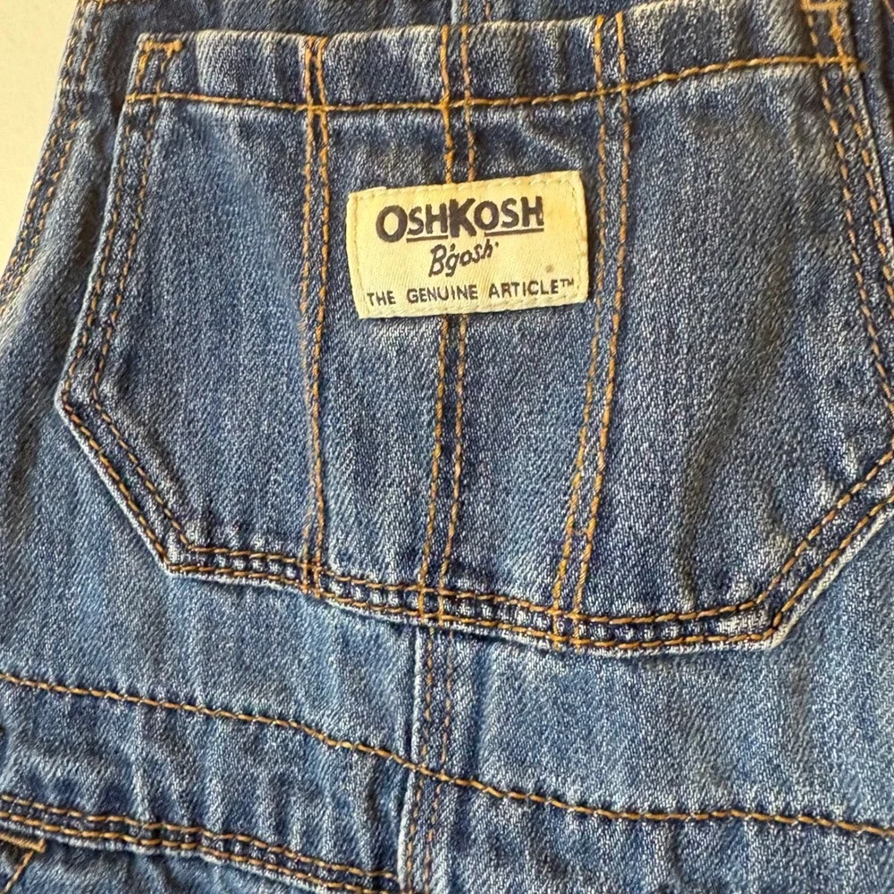 OshKosh‎ B'Gosh Girls Blue Denim Rainbow Heart Embroidered Overalls 12-18M